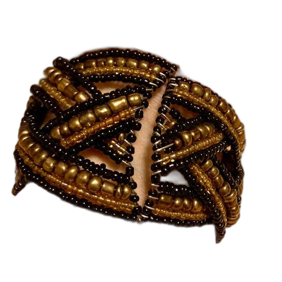 Beaded Cuff Bracelet Bronze and Black - Picture 7 of 7